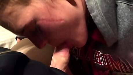 Amateur Sexy Blonde Girlfriend Sucking my Cock & Balls